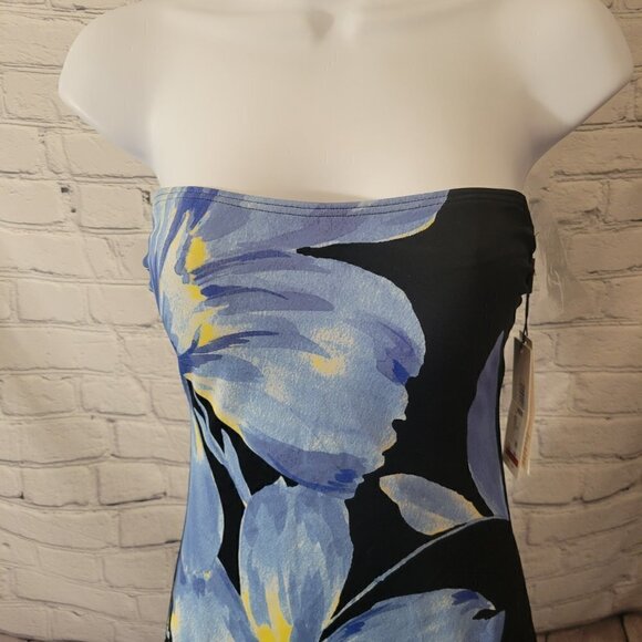 Calvin Klein Floral-Print Strapless Tummy-Control One-Piece Swimsuit - Picture 6 of 6